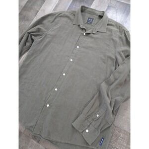 Armani Exchange Mens XL Regular Fit Olive Green Cotton Button Down Shirt 6XZC20